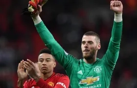 David De Gea celebra tras la victoria del United.