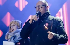 Pawel Adamowicz, alcalde de Gdansk, momento antes de ser herido en un acto público.