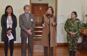 La Vicepresidenta Marta Lucía Ramírez, explicando los hechos.