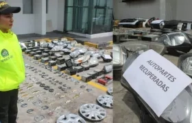 Autopartes recuperadas por la Policía.