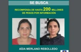 El cartel de las autoridades sobre Aida Merlano.