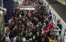 Protesta en una de las estaciones.