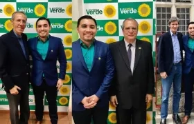 Andrés Rengifo con los directivos de Alianza Verde, Antonio Navarro, Iván Name y Jaime Navarro.