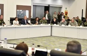 El Presidente Duque al frente del Puesto de Mando Unificado en Bogotá.