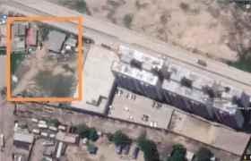 Así va el proyecto con los recortes: Cinco torres y en recuadro el área del centro comercial sin construir.