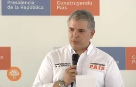 El Presidente Iván Duque abriendo el Taller Construyendo País en Aracataca.
