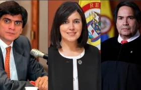 Los magistrados de la C.Constitucional, Antonio Lizarazo y Diana Fajardo; y el magistrado de la C. Suprema, Eyder Patiño.
