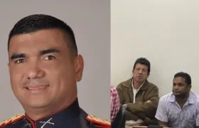 Florentino David Navia Salvador, exmilitar que s entregó, y Fernando Marín en audiencia.