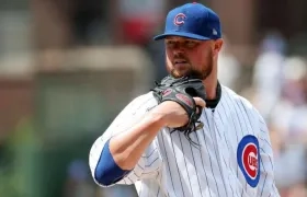 Jon Lester, lanzador de los Cachorros. 