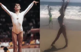 Nadia Comaneci el día de su '10 perfecto' y 43 años más tarde. 