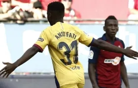 Ansu Fati festeja su anotación. 