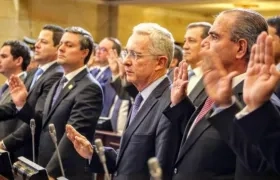 Congresistas del Centro Democrático liderados por Álvaro Uribe.