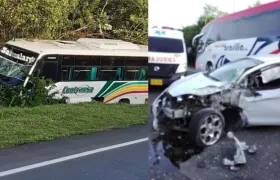 Accidente de tránsito entre un bus y un carro en la vía la Cordialidad.