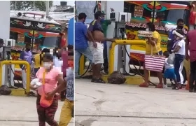 Estación improvisada de buses de Tubará y Colombia Caribe, en bomba de la carrera 36 con calle 39