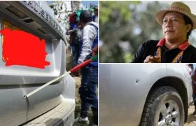 La camioneta en la que se desplazaba el líder indígena fue impactada con tres disparos.