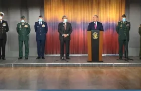 Presidente Duque durante la rueda de prensa de resultados de Orión VI.