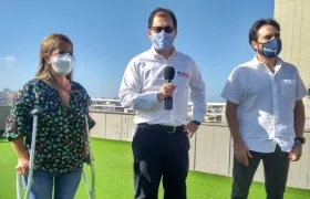 El Fiscal General, Francisco Barbosa, con la Gobernadora Elsa Noguera y el Alcalde Jaime Pumarejo.