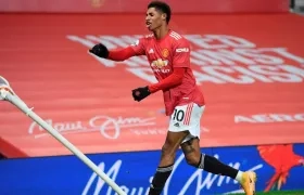 Marcos Rashford celebra su gol. 