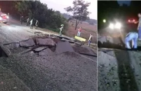 Así quedó la calzada de la vía entre Zulia y Sardinata en el Catatumbo.