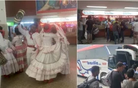 Las taquillas de Expreso Brasilia y Unitransco en las principales terminales de la región Caribe están adornadas con motivos carnavaleros.
