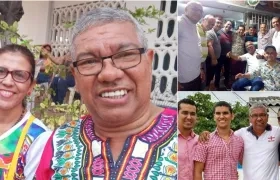 Jairo Soto Hernández y su esposa, e hijos. En otra foto con varios amigos.