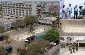 Panorámica de la obra del hospital de campaña.