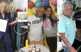 Pekos en su faceta de vendedor de LP y en familia.