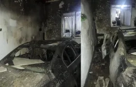 Así quedó el vehículo tras el incendio.