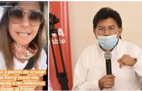 Marcela García, ex reina del Carnaval; y José H. Torres, secretario del Interior del Magdalena.