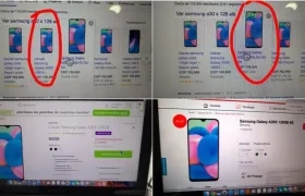 En las fotos superiores los precios de esta semana; en las fotos de abajo, los valores de hoy.