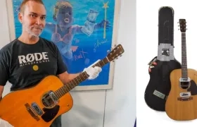 El lote de guitarra de Cobain también incluye la funda original del instrumento.
