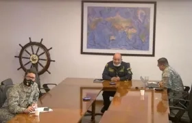 El Director General de la Dimar, Contralmirante Juan Francisco Herrera leal, presidiendo el Webinar.