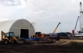 Campamento instalado en Martillo por Hocol, compañía filial de Ecopetrol. 