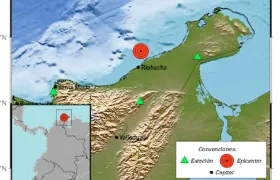 Mapa del sismo registrado hoy en La Guajira.
