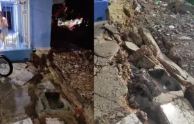 Paredilla caída tras el aguacero del jueves.