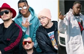 La banda colombiana Piso 21 y el rapero británico S1MBA.