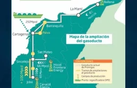 Mapa del proyectado gasoducto.