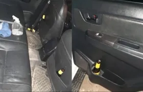 Envases de cervezas en la 'patrulla Covid' de Baranoa.