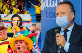 Hinchas en el Metropolitano y Viceministro Luis Moscoso.