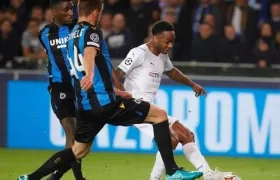 Raheem Sterling en acción del partido. 
