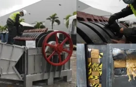 En Cartagena hallaron escondidos en una máquina 416 kilos de cocaína.
