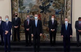 El rey Felipe (c) en la reunión del patronato de la Fundación pro Real Academia Española en Madrid.