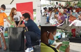 La primera dama Silvana Puello, en el programa  ‘Recicla por BAQ’ en Villas de San Pablo.