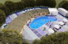 Área de piscinas del parque lineal.