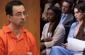 Larry Nassar y varias de las gimnastas víctimas de sus abusos.