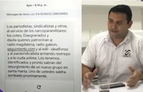 Mensaje de texto amenazantes en que se menciona a Polo Díazgranados, director de Seguimiento.