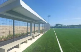 La zona técnica de la cancha.