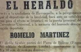 Recorte del periódico sobre la muerte de Romelio Martínez.