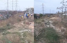 Lugar donde las autoridades buscan los restos óseos.