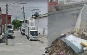 El poste se partió desde su base en este sector del barrio El Bosque. 